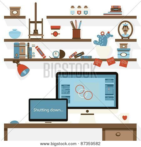 Creative office workspace, with computer.