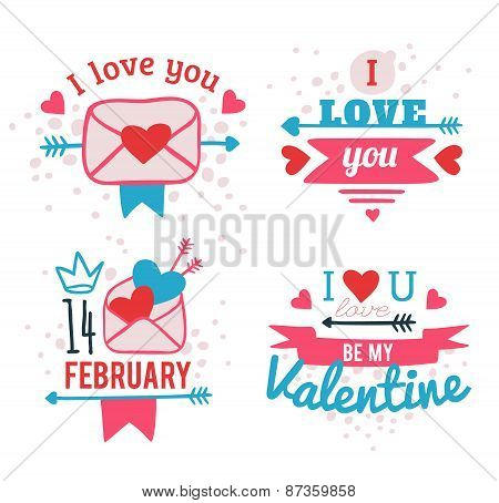 Set Of Happy Valentine's Day.
