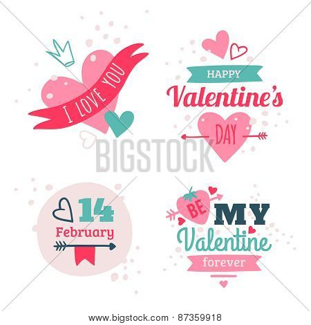 Set Of Happy Valentine's Day.