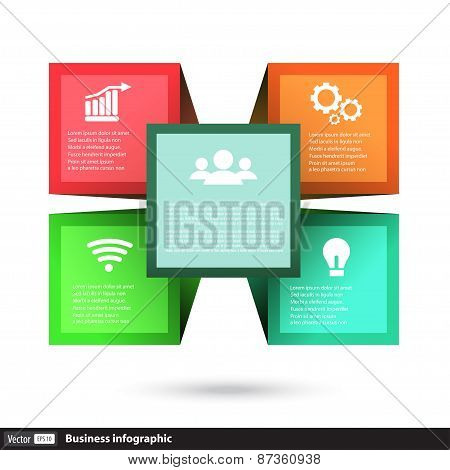 Infographics Cube Box For Business With Icons.