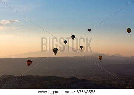 Cappadocia Turkey.The greatest tourist attraction of Cappadocia the flight with the balloon