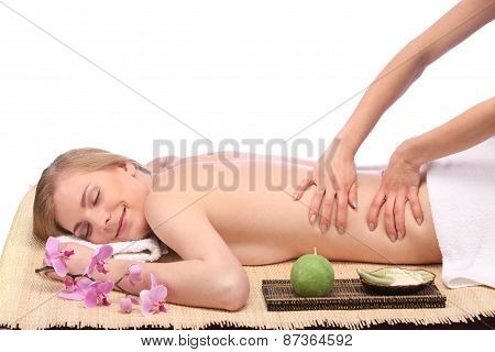 Young Woman Getting A Massage In Spa