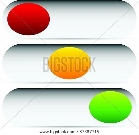 Power Buttons, Switches With 3 States. Simple Ui, Interface Elements.