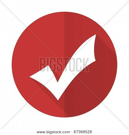 accept red flat icon check sign 