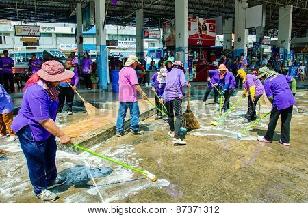Cleaning Pubic Toilet
