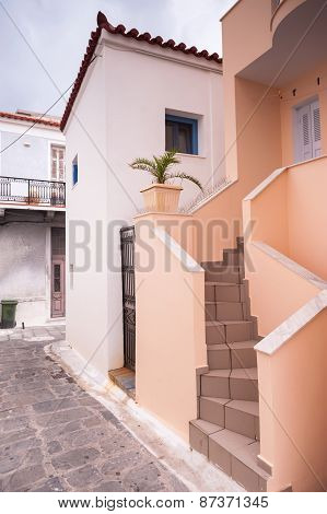 Andros Streets In Rain