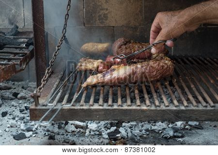Argetine Asado  Barbecue, Meat Cooked Over Grill. Latin American Food.