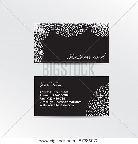 Black business card decorated white lacework