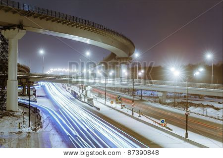 transport metropolis, traffic and blurry lights