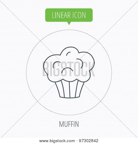 Muffin icon. Cupcake dessert sign.