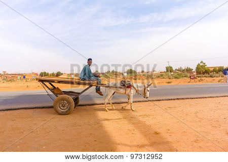 Man, Donkey And The Cart