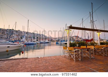 Yachts in Mikrolimano marina.