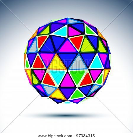 Vector three-dimensional modern abstract object, 3d disco ball. Psychedelic rich globe