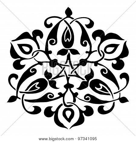 Black and white round flower abstract isolated background vector