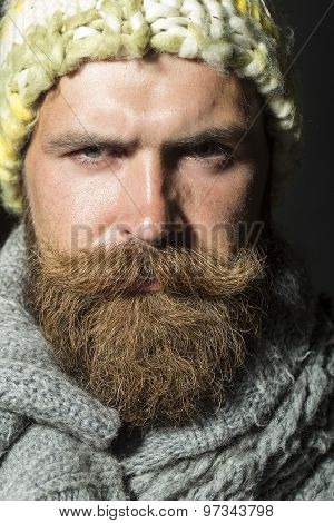 Portrait Of Morose Homeless Man