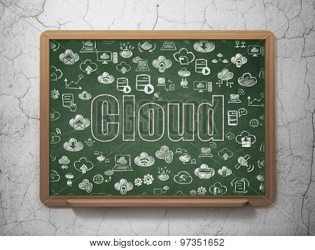 Cloud computing concept: Cloud on School Board background