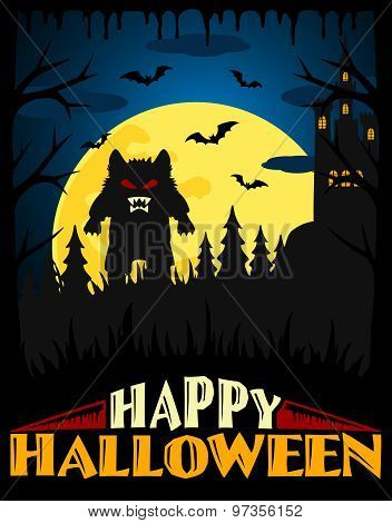 Scary Halloween background ,blue