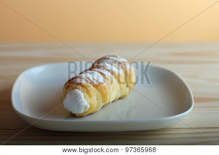 Sweet Tube Filled Egg White, Czech Confection Called Kremrole.