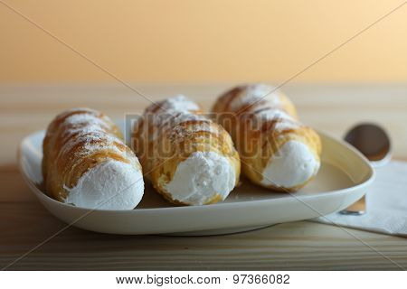 Sweet Tubes Filled Egg White, Czech Confection Called Kremrole.