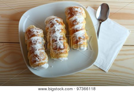 Sweet Tubes Filled Egg White, Czech Confection Called Kremrole.