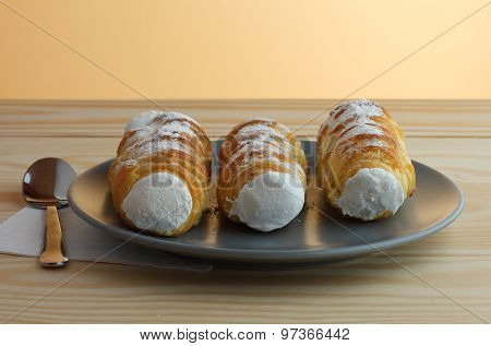 Sweet Tubes Filled Egg White, Czech Confection Called Kremrole.
