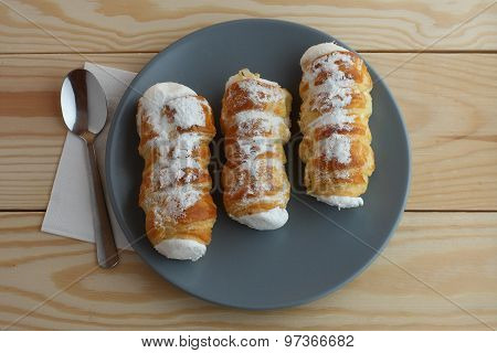 Sweet Tubes Filled Egg White, Czech Confection Called Kremrole.