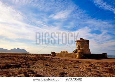 Almeria Cabo de Gata tower Torreon in San Miguel Beach at Spain