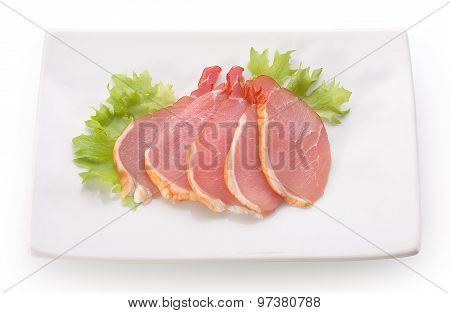 Slices Of Pork Balyk On The Plate