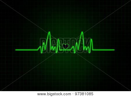 Cardiac Frequency In White Colour With Heart Shape.