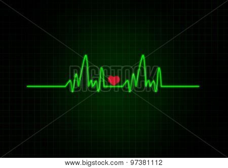 Cardiac Frequency With Heart Shape.