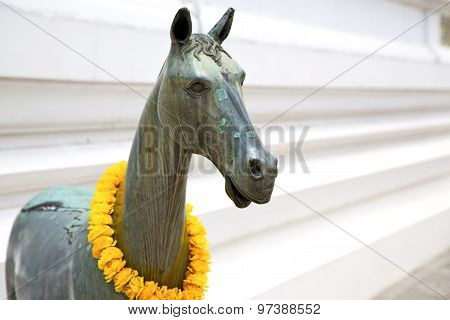 Horse  In The Temple Bangkok Asia  Bronze   Wat  Palaces