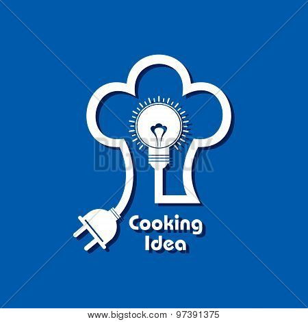 Chef hat with light-bulb and plug stock vector