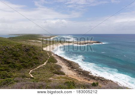 View from Pointe des Chateaux, the most Eastern point of French island of Guadeloupe In the Caribbean