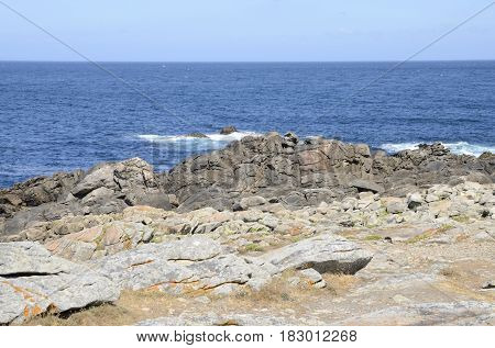 Rocks at the coastline of Corrubedo Galicia Spain