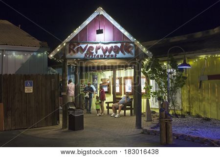 Naples Fl USA - March 21 2017: Riverwalk restaurant in Tin City - the old town of Naples. Florida United States
