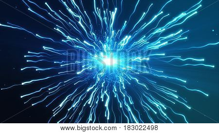 A Large Explosion Of Particles Under A Microscope