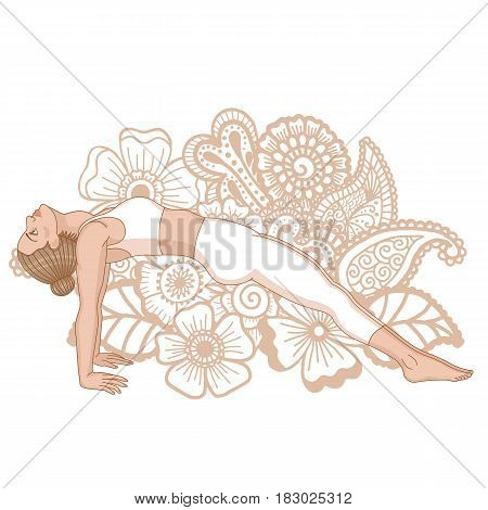 Women silhouette. Upward Plank Pose. Purvottanasana Vector illustration