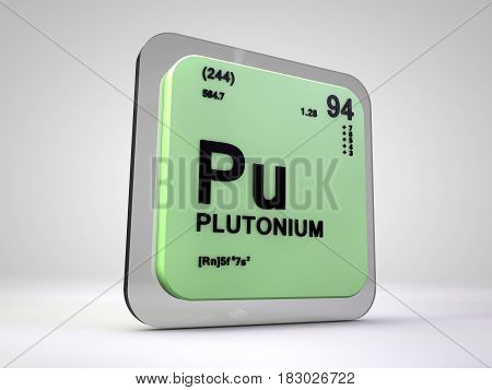 plutonium - Pu - chemical element periodic table 3d render
