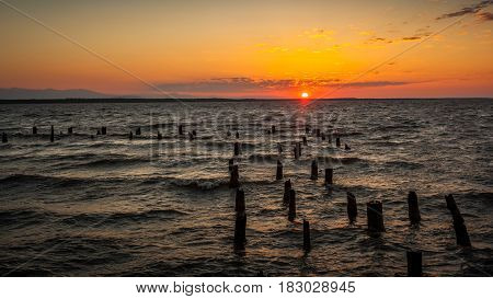 Colorful Sky And Water In Lake Paliastomi In Morning , Poti, Georgia