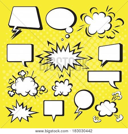 Comic Speech Bubbles on the yellow background