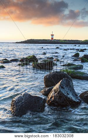 Light house Puerto Baquerizo Moreno Mann beach