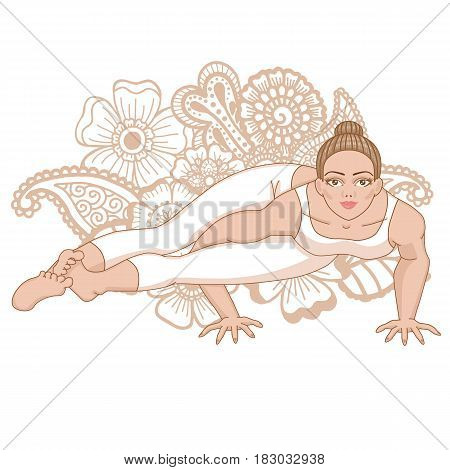 Women silhouette.Eight-Angle Yoga Pose. Astavakrasana Vector illustration