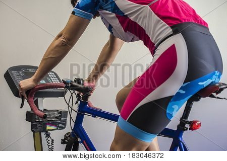 bike exercising with a cyclette for rehabilitation and muscles training