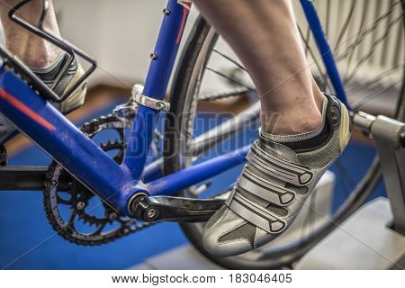 bike exercising with a cyclette for rehabilitation and muscles training