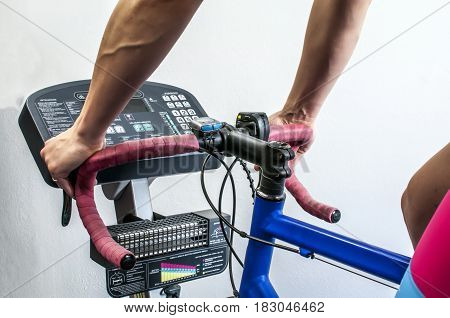 bike exercising with a cyclette for rehabilitation and muscles training