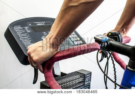 bike exercising with a cyclette for rehabilitation and muscles training