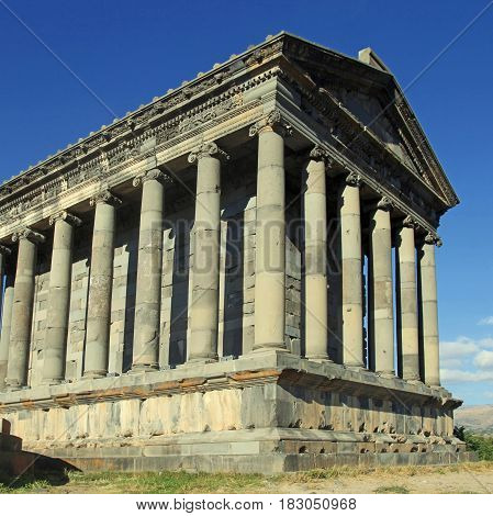 Ancient Garni Pagan Temple the hellenistic temple in Republic of Armenia. The Garni Temple is the fine example of the ancient Greek and Roman architecture. Square toned image