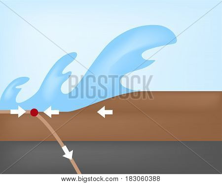 tsunami ( big wave ) vector on abstract background