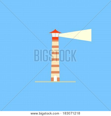 Sea portside lighthouse . Vector illustration .