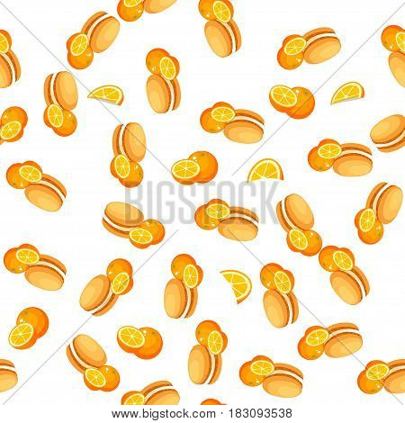 Very high quality original trendy vector seamless patternt with orange macaroons cookie